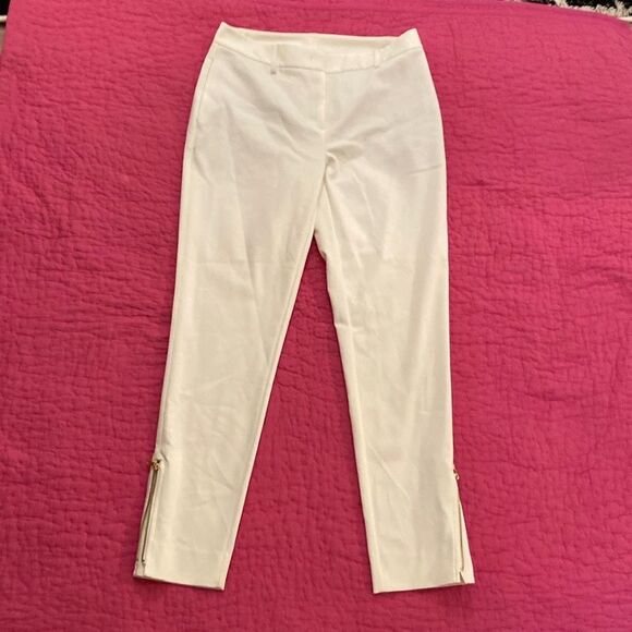 Donna Jaran Cream Ankle-Length Cropped Pants, US2 - Picture 1 of 8
